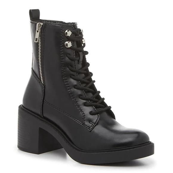 MIA Shoes - MIA Women’s Galit Combat Black Lace-Up Ankle Chunky Block Heel Boots Size 6 NEW